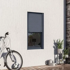 Fenêtre alu 1 vantail oscillo-battant + volet roulant électrique gris - l.60 x h.115 cm, tirant gauche-GoodHome Outlet