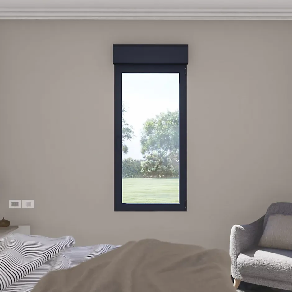 Fenêtre alu 1 vantail oscillo-battant + volet roulant électrique gris - l.60 x h.115 cm, tirant droit-GoodHome New