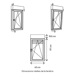 Fenêtre alu 1 vantail oscillo-battant + volet roulant électrique gris - l.60 x h.115 cm, tirant droit-GoodHome New