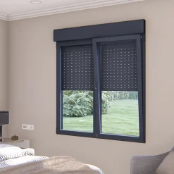 GoodHome Fenêtre alu 2 vantaux oscillo-battant + volet roulant électrique gris - l.120 x h.95 cm
