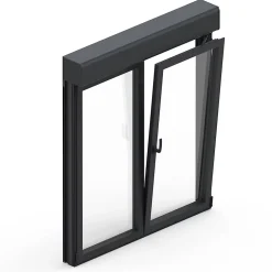 GoodHome Fenêtre alu 2 vantaux oscillo-battant + volet roulant électrique gris - l.120 x h.95 cm