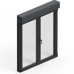 GoodHome Fenêtre alu 2 vantaux oscillo-battant + volet roulant électrique gris - l.120 x h.95 cm