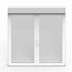 GoodHome Fenêtre alu 2 vantaux oscillo-battant + volet roulant électrique blanc - l.100 x h.125 cm