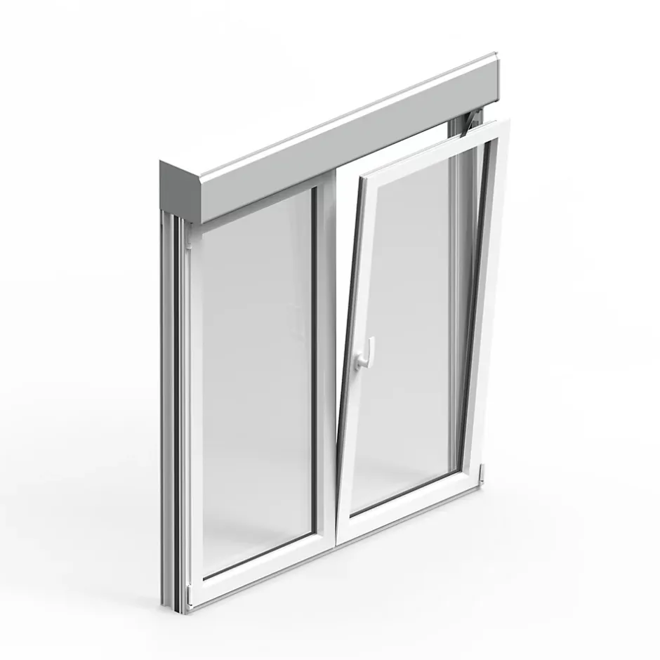 GoodHome Fenêtre alu 2 vantaux oscillo-battant + volet roulant électrique blanc - l.100 x h.125 cm