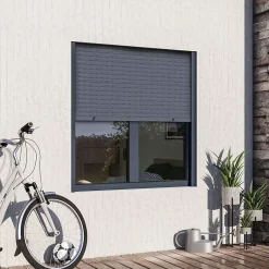 Fenêtre alu 2 vantaux oscillo-battant + volet roulant électrique gris - l.100 x h.95 cm-GoodHome Hot