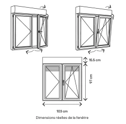 Fenêtre alu 2 vantaux oscillo-battant + volet roulant électrique gris - l.100 x h.95 cm-GoodHome Hot