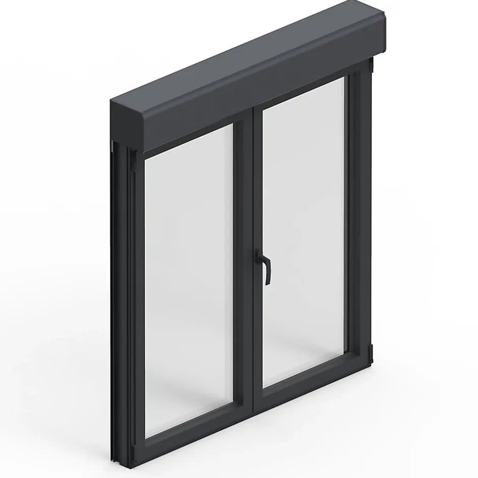 GoodHome Fenêtre alu 2 vantaux oscillo-battant + volet roulant électrique gris - l.120 x h.75 cm