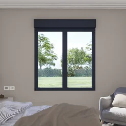 GoodHome Fenêtre alu 2 vantaux oscillo-battant + volet roulant électrique gris - l.100 x h.105 cm