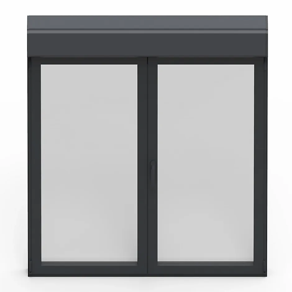 GoodHome Fenêtre alu 2 vantaux oscillo-battant + volet roulant électrique gris - l.100 x h.105 cm