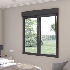 GoodHome Fenêtre alu 2 vantaux oscillo-battant + volet roulant électrique gris - l.100 x h.105 cm