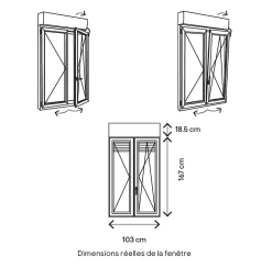 Fenêtre alu 2 vantaux oscillo-battant + volet roulant électrique gris - l.100 x h.165 cm-GoodHome Discount