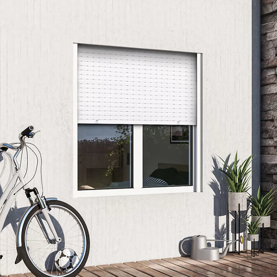 Fenêtre alu 2 vantaux oscillo-battant + volet roulant électrique blanc - l.100 x h.115 cm-GoodHome Outlet