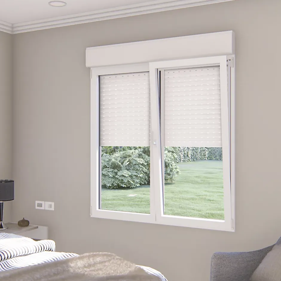 Fenêtre alu 2 vantaux oscillo-battant + volet roulant électrique blanc - l.100 x h.115 cm-GoodHome Outlet