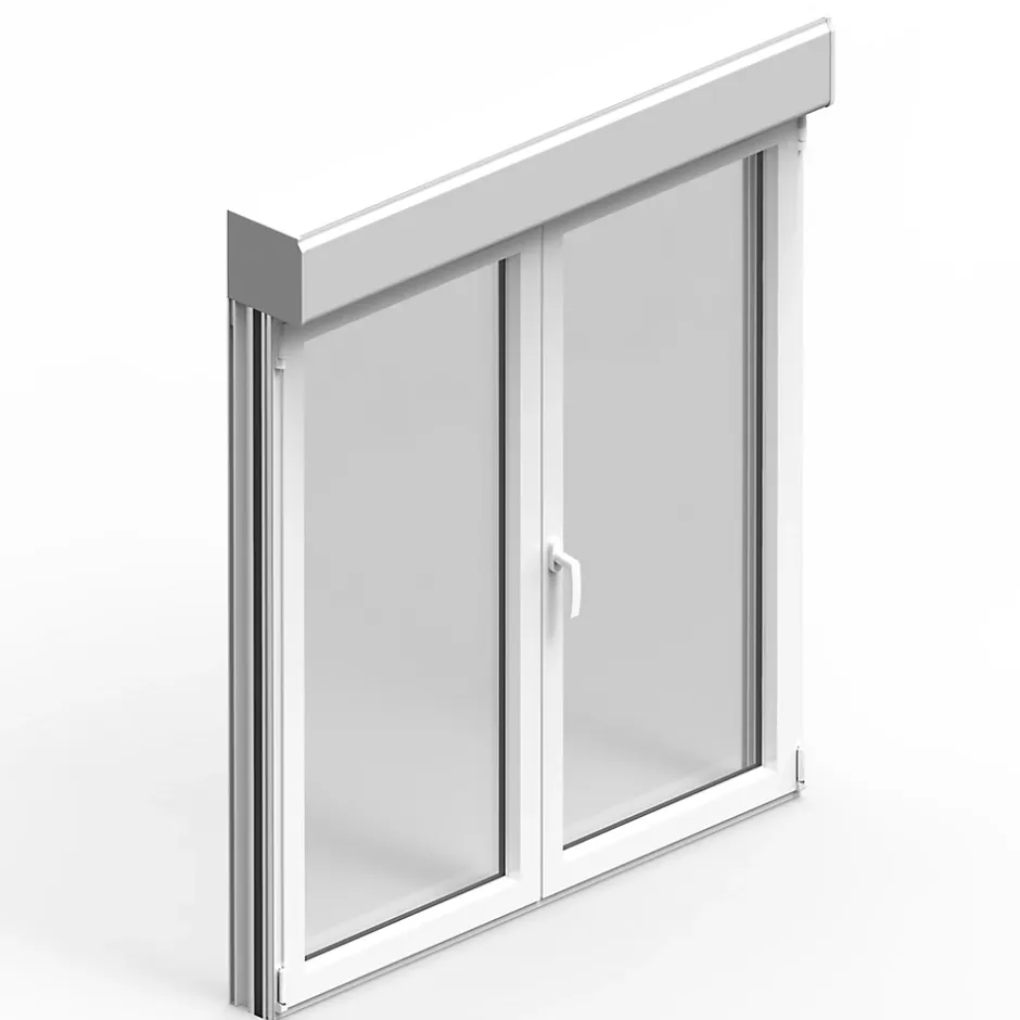 Fenêtre alu 2 vantaux oscillo-battant + volet roulant électrique blanc - l.100 x h.115 cm-GoodHome Outlet