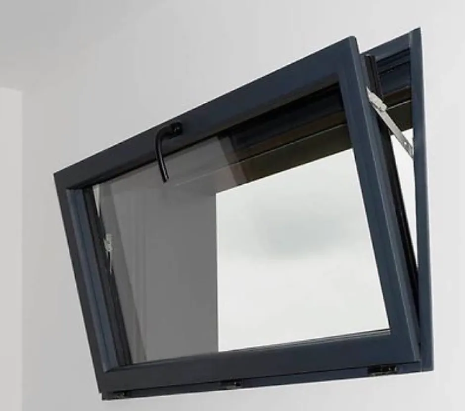 3 in 1 Fenêtre Aluminium à soufflet sécurité RAL 7016 ( L.: 170 cm x H.: 80 cm)