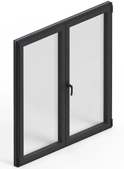 Fenêtre Aluminium deux cadres double ouvrant RAL 7016 ( L.: 227 cm x H.: 180 cm)-3 in 1 Best