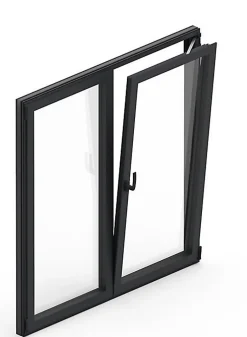 Fenêtre Aluminium deux cadres double ouvrant RAL 7016 ( L.: 227 cm x H.: 180 cm)-3 in 1 Best