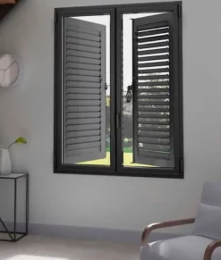 3 in 1 Fenêtre Aluminium deux cadres double ouvrant RAL 7016 ( L.: 197 cm x H.: 220 cm)