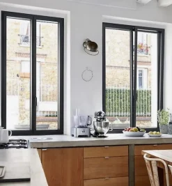 Fenêtre Aluminium deux cadres double ouvrant RAL 7016 ( L.: 170 cm x H.: 93 cm)-3 in 1 Discount