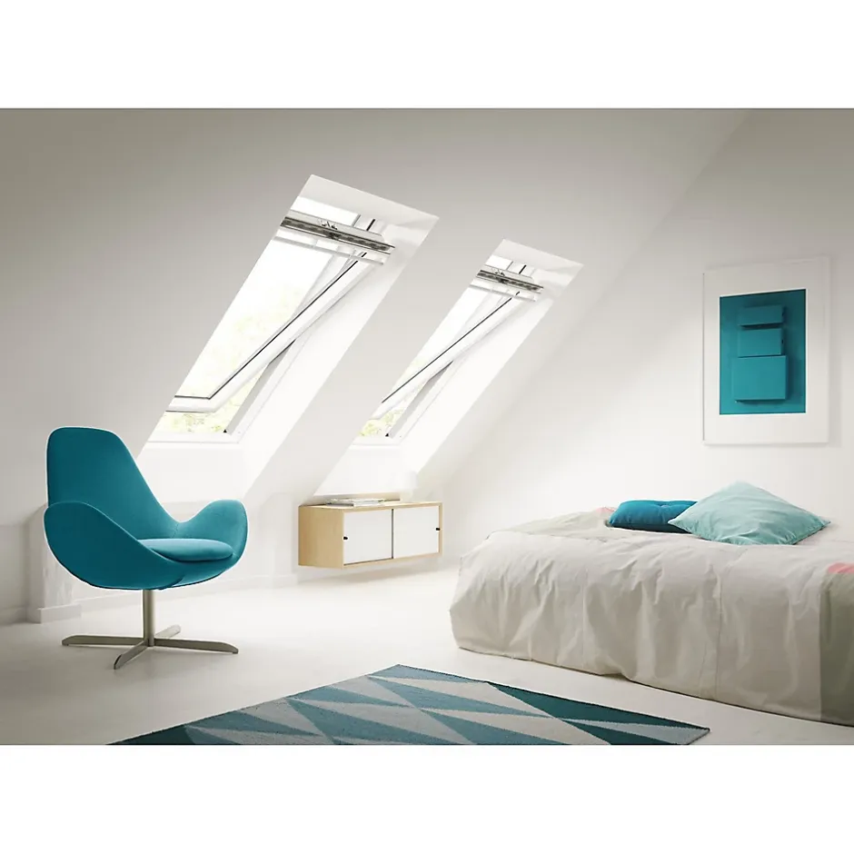 Velux Fenêtre de toit à rotation Standard Whitefinish - bois peint en blanc L. 78 x H. 98 cm (GGL 2054 MK04)
