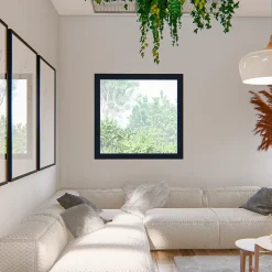 GoodHome Fenêtre fixe double vitrage en aluminium gris l.63 x H.77 cm