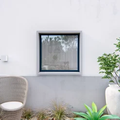 Fenêtre fixe double vitrage en aluminium gris l.103 x H.97 cm-GoodHome