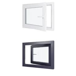 Fenêtre PVC - LxH 800x600 mm -Triple Vitrage - Bicolore blanc int/anthracite ext-poignée à droite-Hexa’Fen New