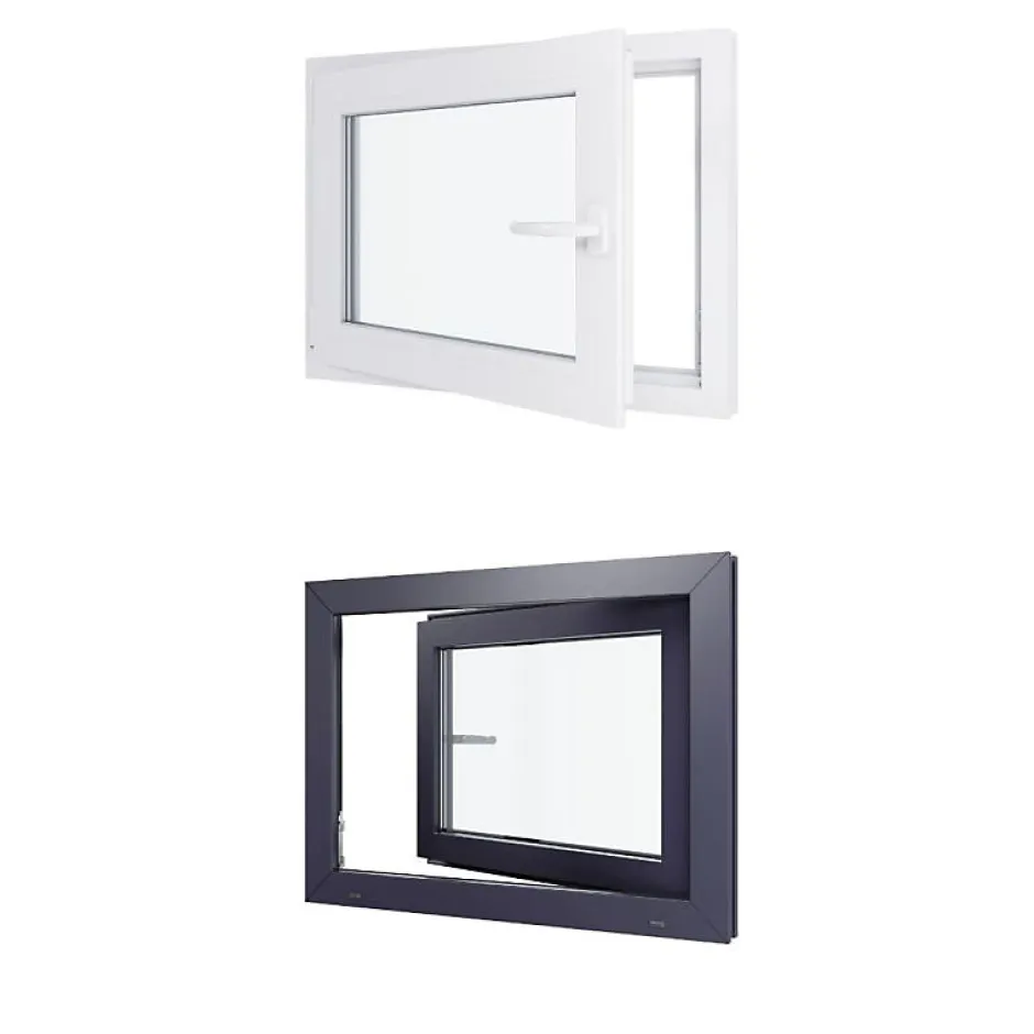 Fenêtre PVC - LxH 800x600 mm -Triple Vitrage - Bicolore blanc int/anthracite ext-poignée à droite-Hexa’Fen New