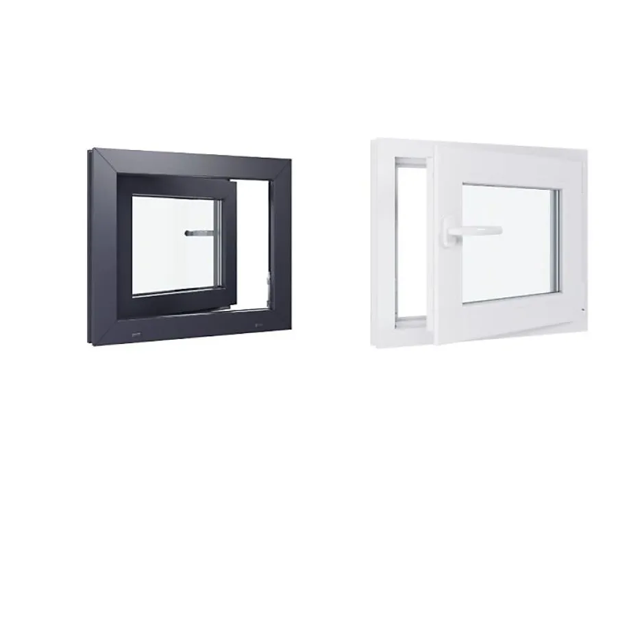 Fenêtre PVC - LxH 600x500 mm -Triple Vitrage - Bicolore blanc int/anthracite ext-poignée à gauche-Hexa’Fen