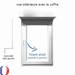 Fenêtre PVC 1 vantail avec volet roulant manivelle H 115 x L 80 cm pour pose en neuf - tirant droit-Gefradis Sale