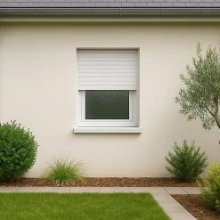 Gefradis Fenêtre PVC 1 vantail avec volet roulant électrique H 75 x L 80 cm pour pose en neuf - tirant gauche