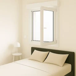 Gefradis Fenêtre PVC 1 vantail avec volet roulant électrique H 125 x L 80 cm pour pose en neuf - tirant droit