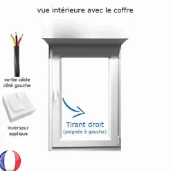 Gefradis Fenêtre PVC 1 vantail avec volet roulant électrique H 125 x L 80 cm pour pose en neuf - tirant droit