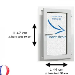 Fenêtre PVC 1 vantail H 45 x L 40 cm OF verre brouillé pour pose en neuf - tirant droit-Gefradis Discount