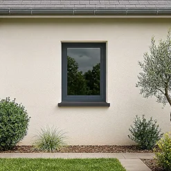 Fenêtre PVC 1 vantail H 75 x L 60 cm OB anthracite pour pose en neuf - tirant droit-Gefradis Outlet
