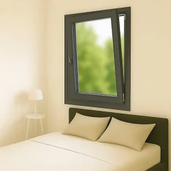 Gefradis Fenêtre PVC 1 vantail H 47 x L 47 cm OB anthracite pour pose en neuf - tirant droit