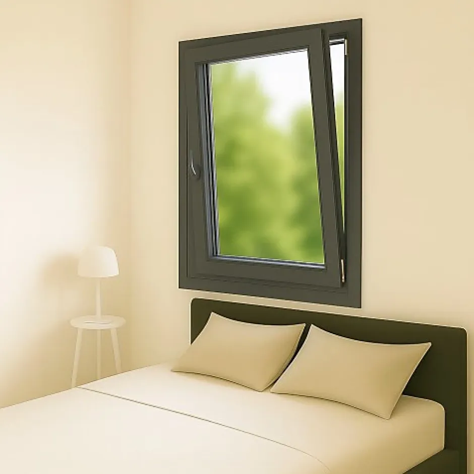 Gefradis Fenêtre PVC 1 vantail H 47 x L 47 cm OB anthracite pour pose en neuf - tirant droit