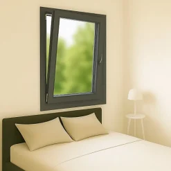 Fenêtre PVC 1 vantail H 47 x L 47 cm OB anthracite pour pose en neuf - tirant gauche-Gefradis Sale