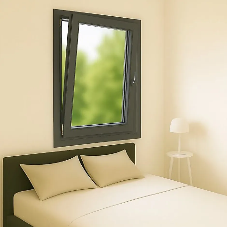 Fenêtre PVC 1 vantail H 47 x L 47 cm OB anthracite pour pose en neuf - tirant gauche-Gefradis Sale