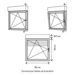 GoodHome Fenêtre PVC 1 vantail oscillo-battant + volet roulant électrique blanc - l.80 x h.75 cm, tirant gauche