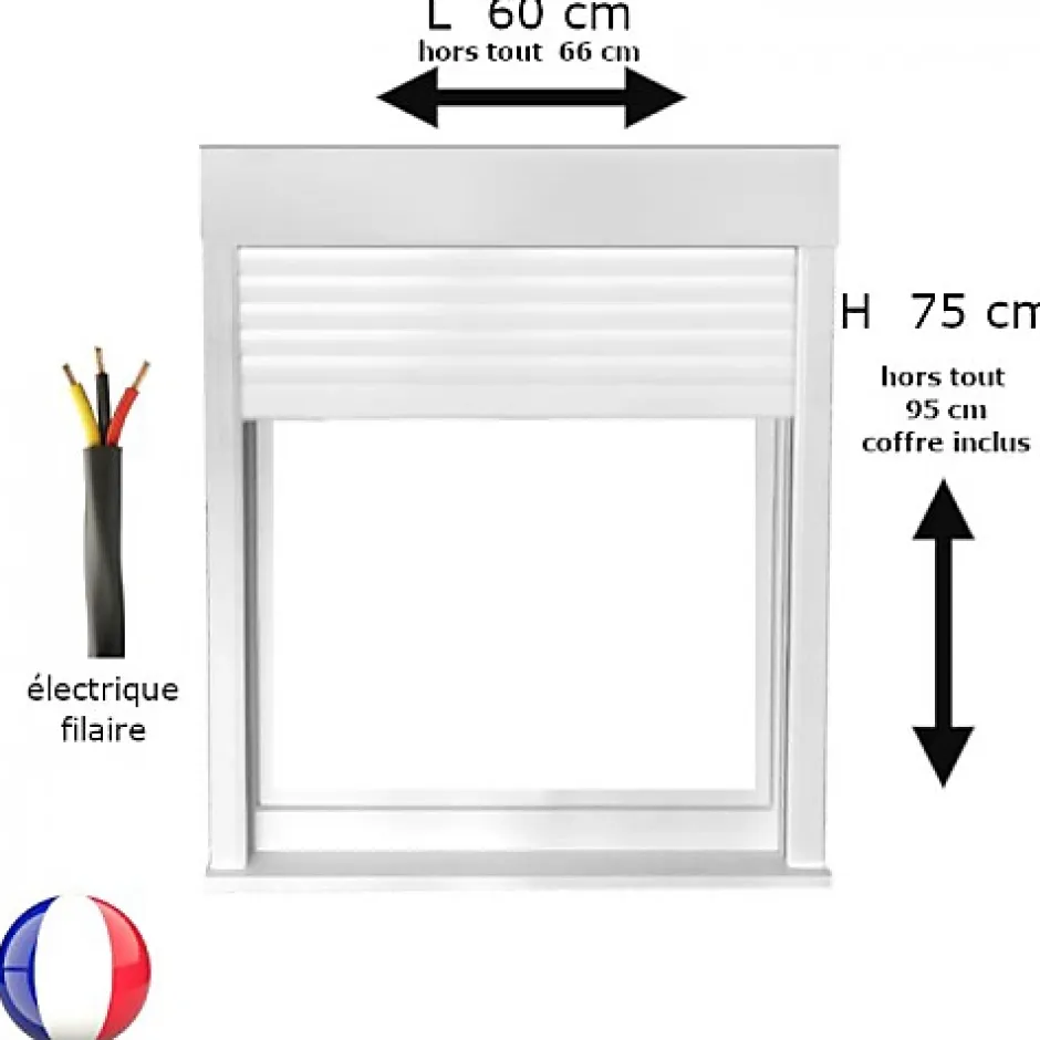 Fenêtre PVC 1 vantail oscillo-battant avec volet roulant électrique H 75 x L 60 cm pour pose en neuf - poignée à droite-Gefradis