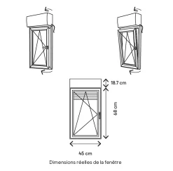 Fenêtre PVC 1 vantail oscillo-battant + volet roulant électrique blanc - l.40 x h.65 cm, tirant gauche-GoodHome Discount