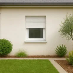 Gefradis Fenêtre PVC 1 vantail oscillo-battant avec volet roulant manivelle H 75 x L 80 cm pour pose en neuf - tirant gauche