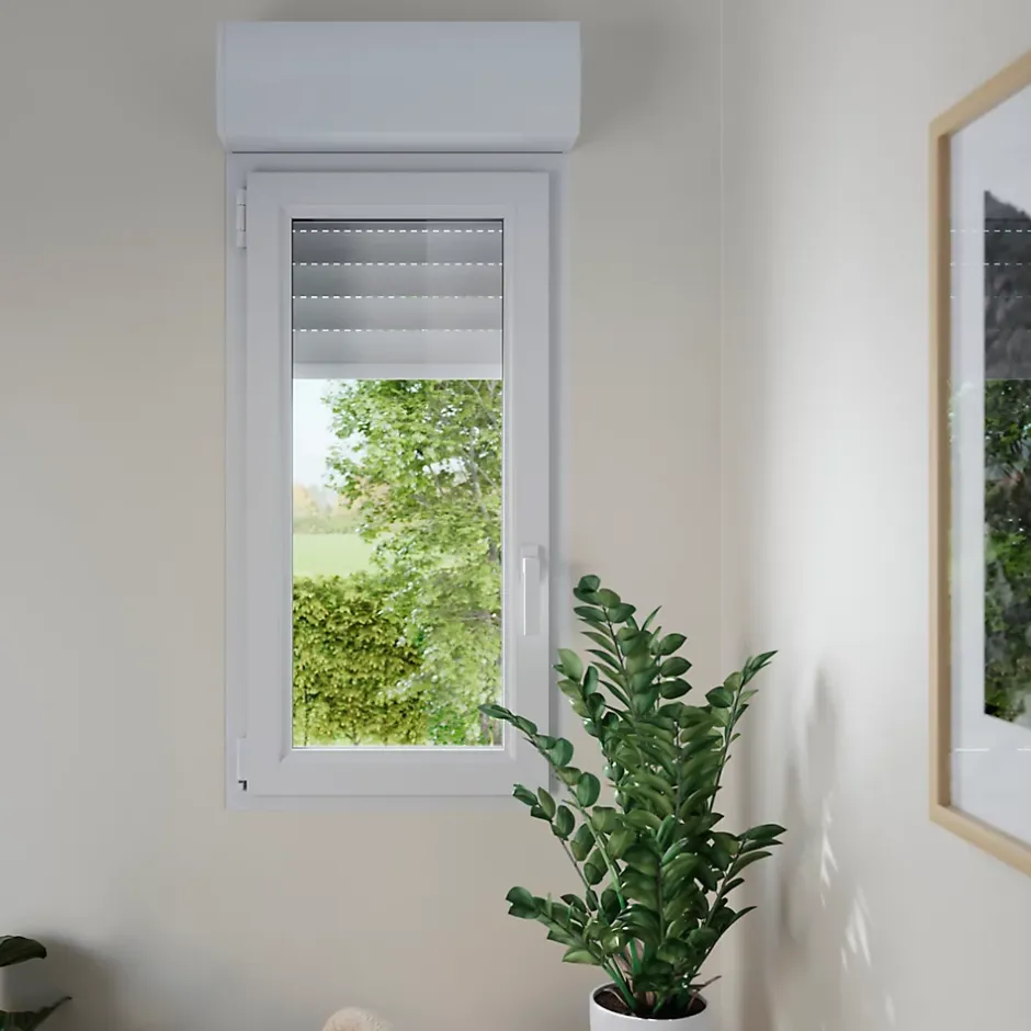 GoodHome Fenêtre PVC 1 vantail oscillo-battant + volet roulant électrique blanc - l.60 x h.95 cm, tirant droit