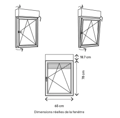 GoodHome Fenêtre PVC 1 vantail oscillo-battant + volet roulant électrique blanc - l.60 x h.75 cm, tirant droit