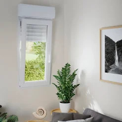 GoodHome Fenêtre PVC 1 vantail oscillo-battant + volet roulant électrique blanc - l.40 x h.75 cm, tirant droit