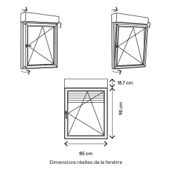 Fenêtre PVC 1 vantail oscillo-battant + volet roulant électrique blanc - l.80 x h.95 cm, tirant droit-GoodHome Sale
