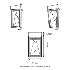 Fenêtre PVC 1 vantail oscillo-battant + volet roulant électrique blanc - l.60 x h.95 cm, tirant gauche-GoodHome Outlet