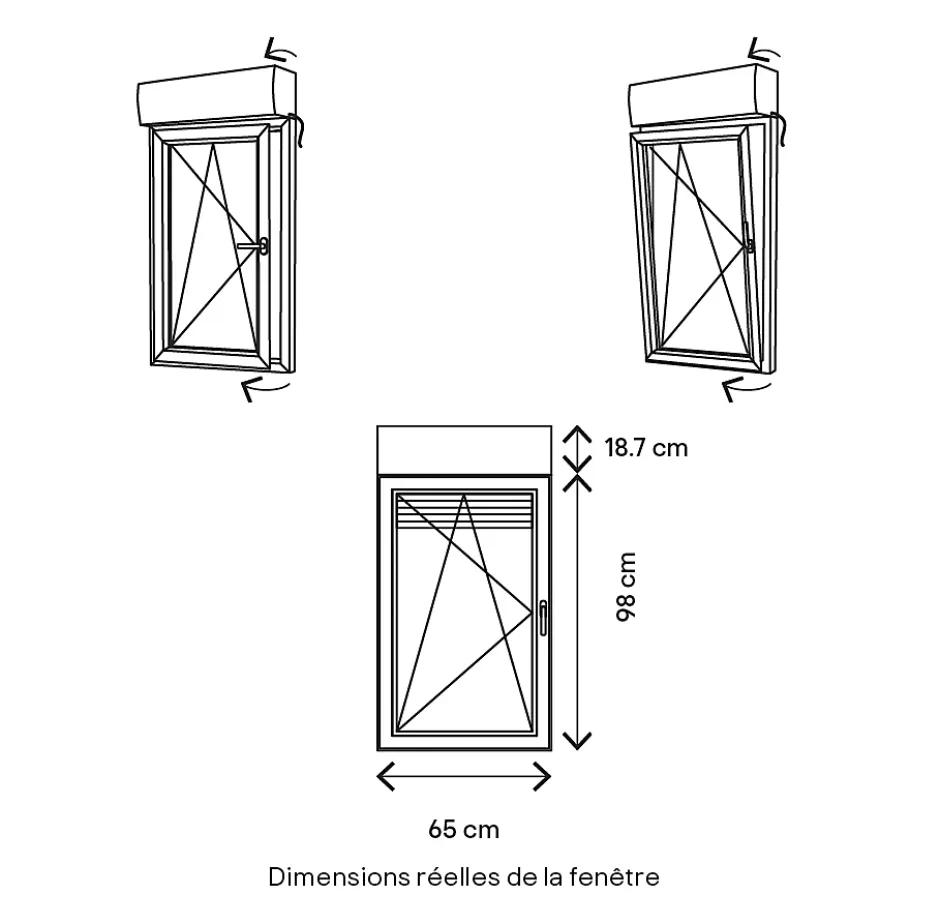 Fenêtre PVC 1 vantail oscillo-battant + volet roulant électrique blanc - l.60 x h.95 cm, tirant gauche-GoodHome Outlet