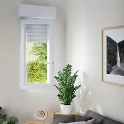 Fenêtre PVC 1 vantail oscillo-battant + volet roulant électrique blanc - l.60 x h.95 cm, tirant gauche-GoodHome Outlet